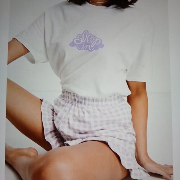 Heartbreak Women's Purple Gingham Frill Shorts Pajama Set UK SZ 12 / US SZ 8 - Picture 7 of 7